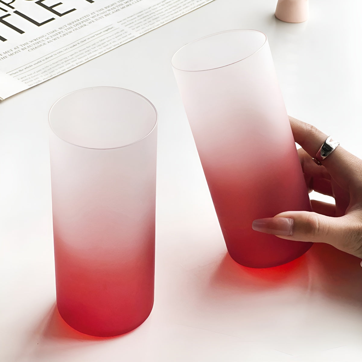 Crimson Frost Gradient Glass Tall Tumber