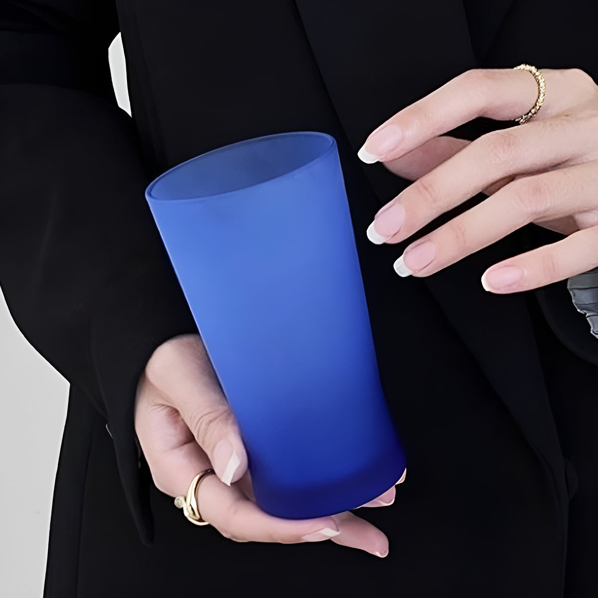 Frosted Blue Gradient Glass Tumbler