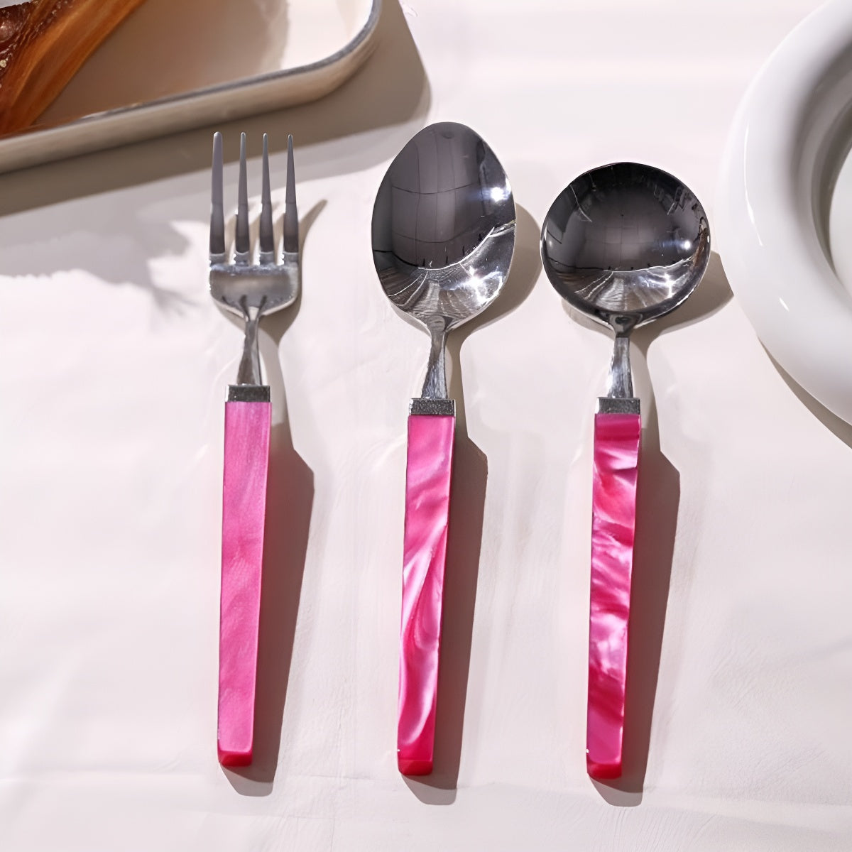 3pcs Main Course Cutlery Set with Iridescent Acrylic Handle