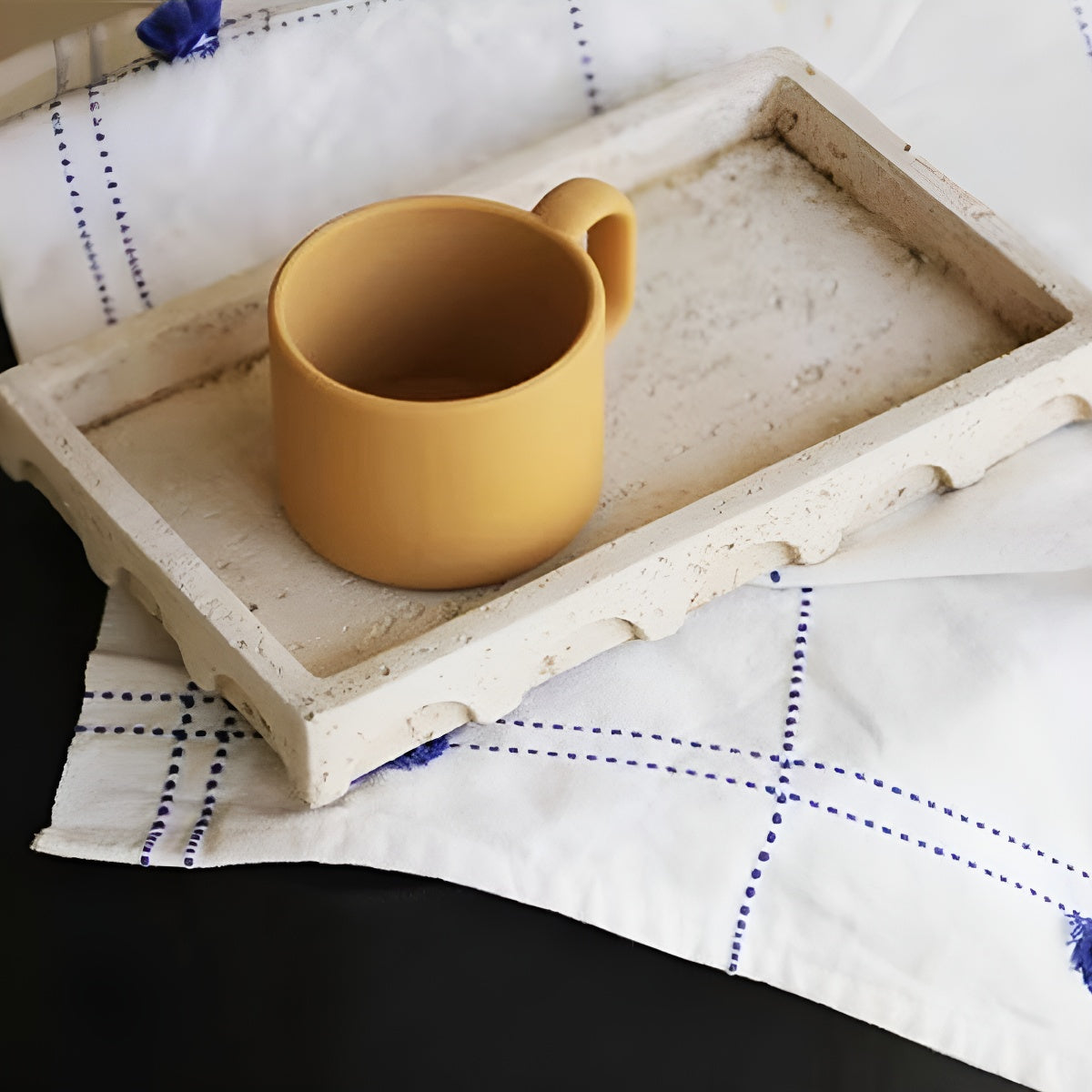 Vintage Travertine Storage Tray