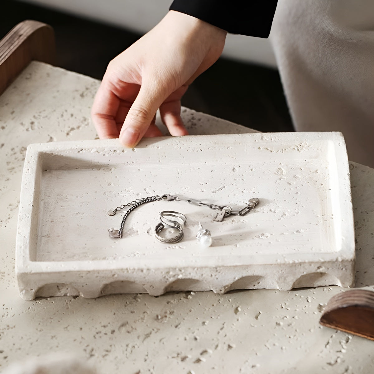 Vintage Travertine Storage Tray