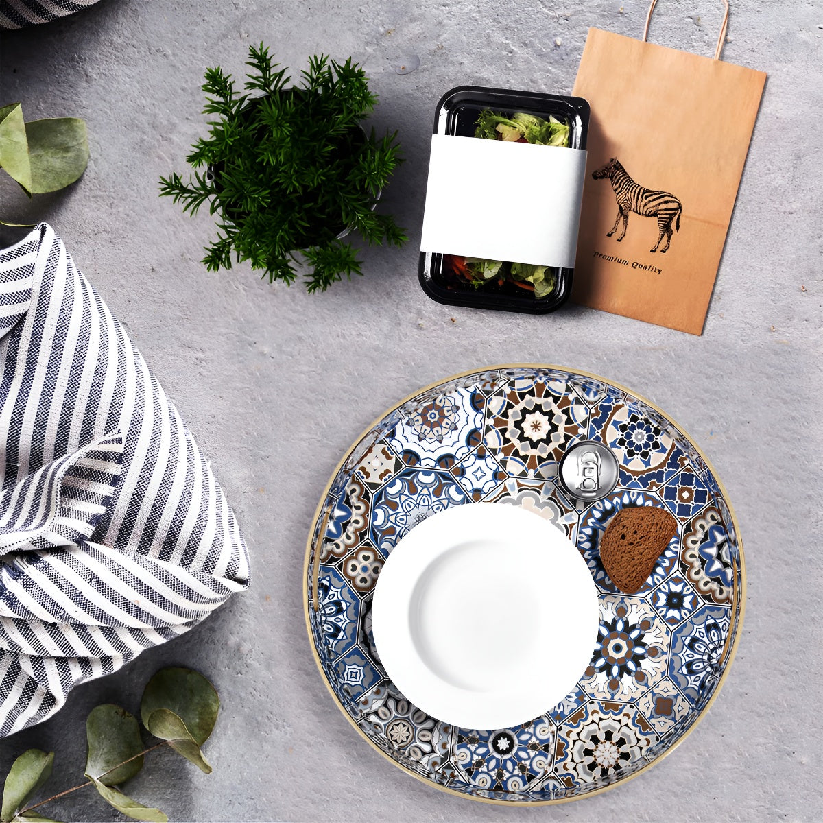 Mediterranean Mosaic Round Tray