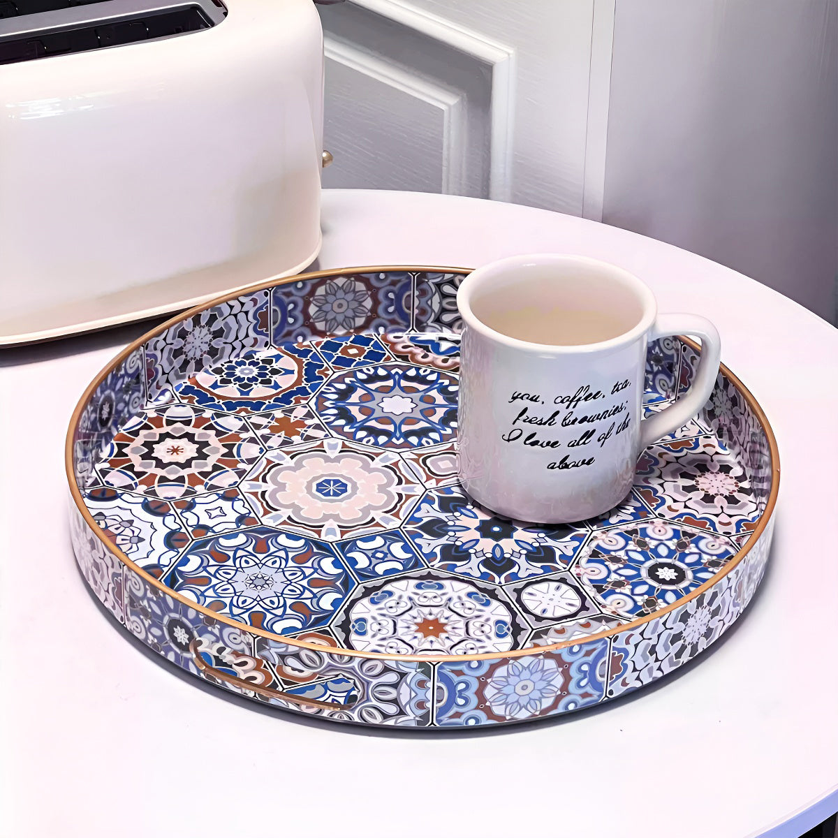 Mediterranean Mosaic Round Tray