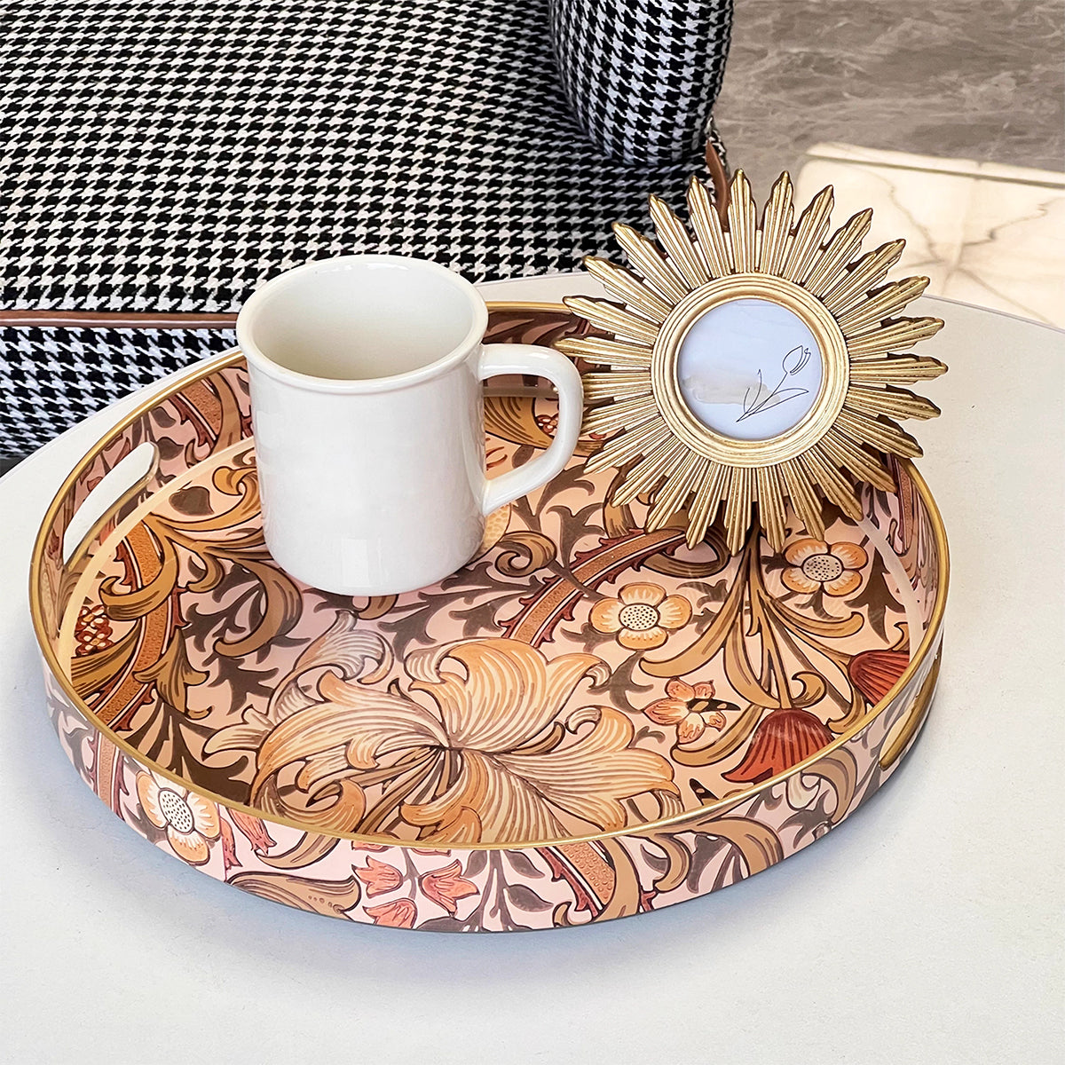 Nude Color Blossom Round Serving Tray