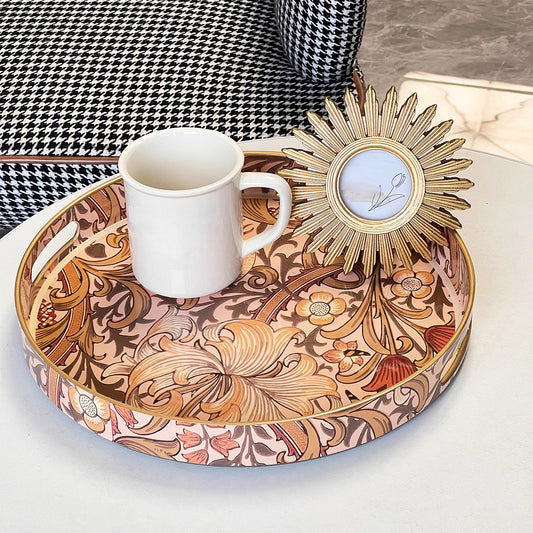 Nude Color Blossom Round Serving Tray