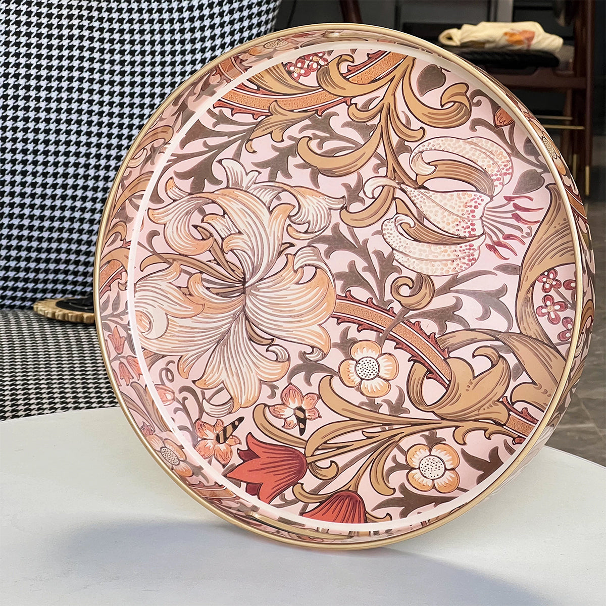 Nude Color Blossom Round Serving Tray