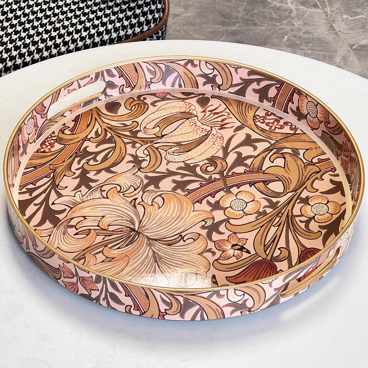 Nude Color Blossom Round Serving Tray