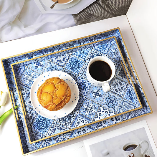Mediterranean Tile Pattern Mosaic Rectangular Serving Tray