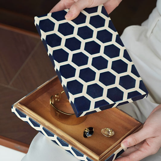 Geometric Pattern Wooden Jewelry Box