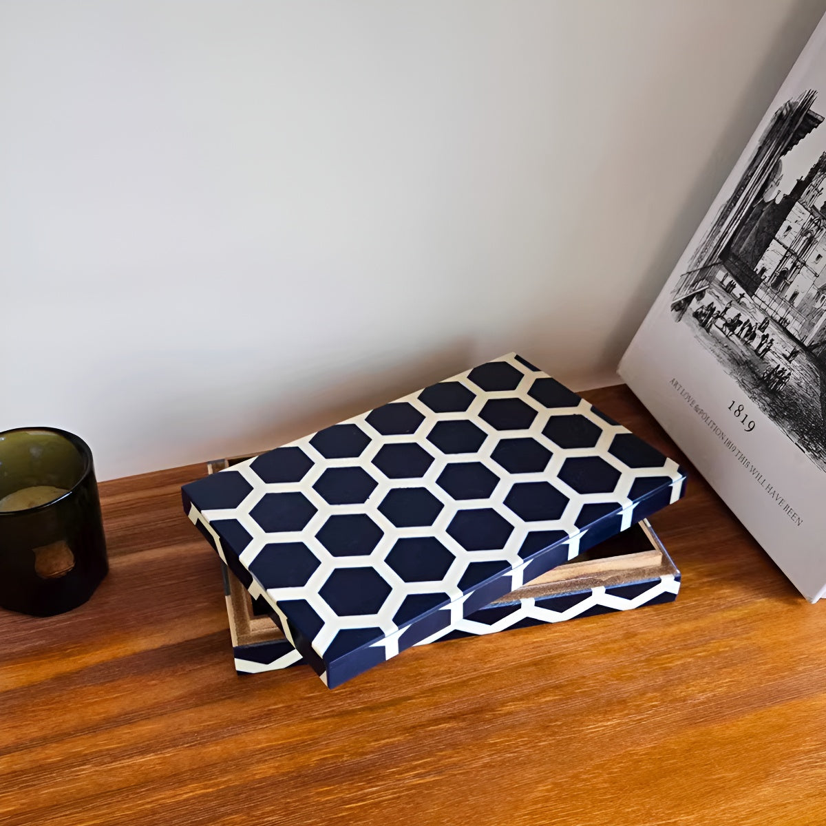 Geometric Pattern Wooden Jewelry Box