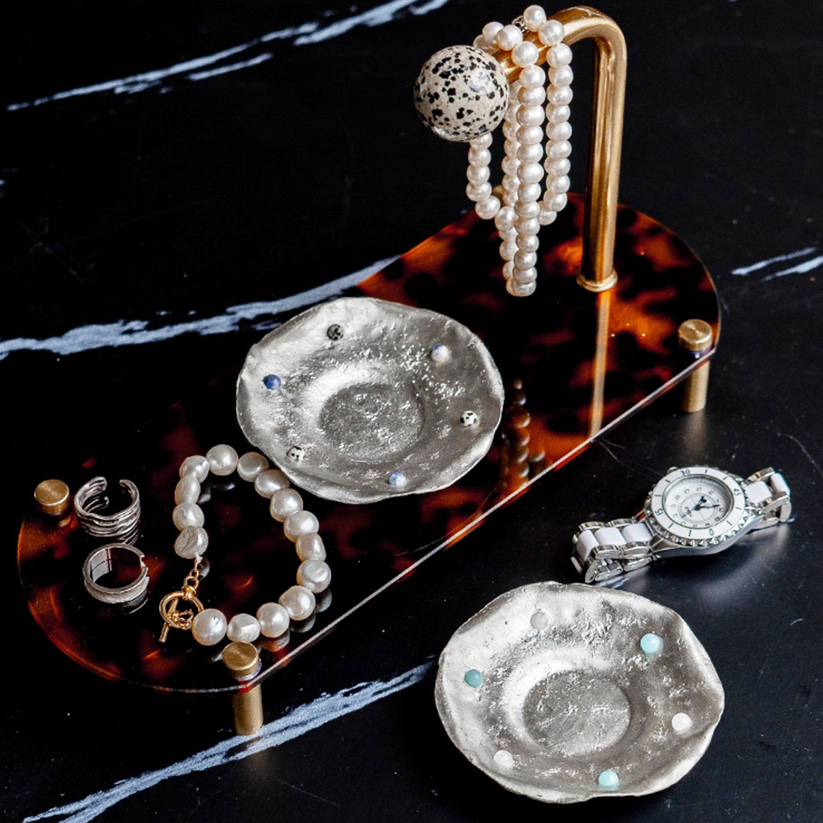 Metallic Silver Trinket Tray