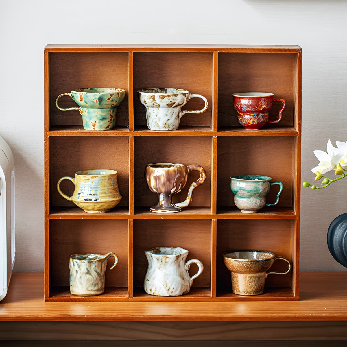 Handcrafted Vintage Green Gourd-Shape Ceramic Mug