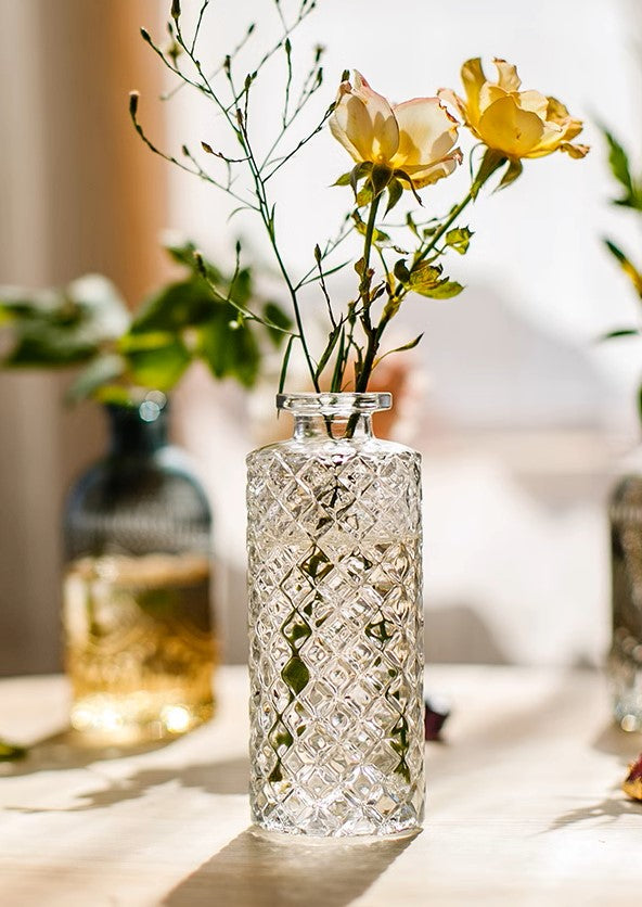 Diamond-Cut Glass Vase