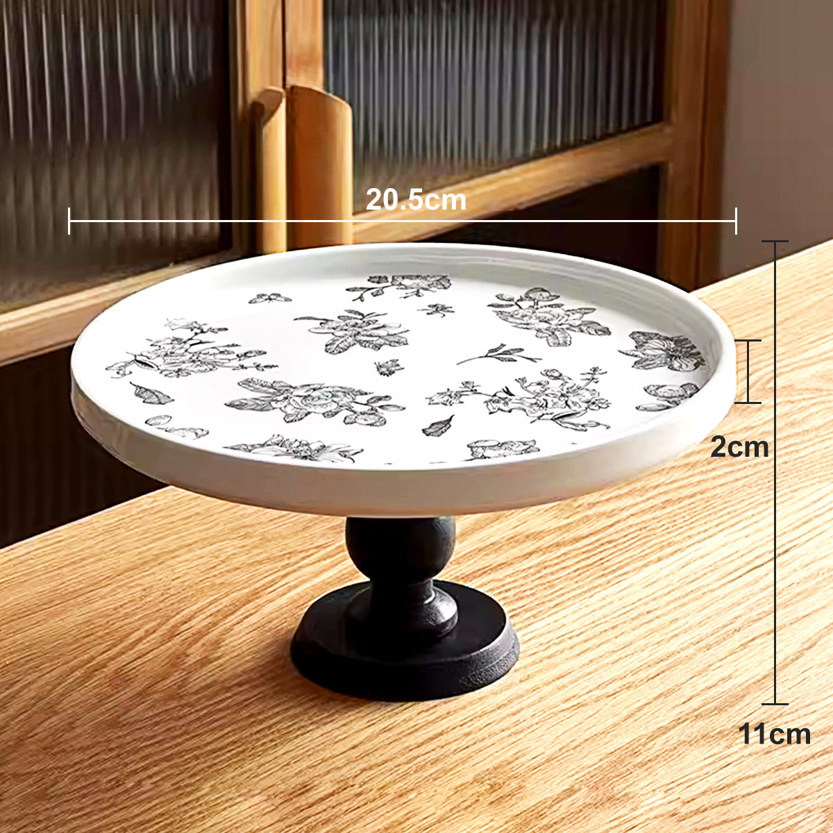 Floral Pedestal Display Plate With Stand