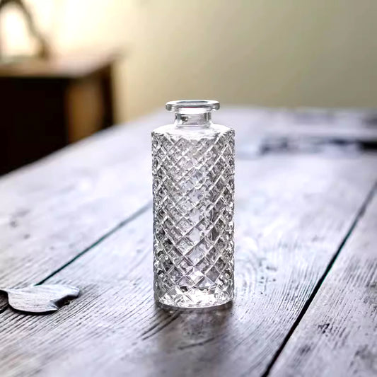 Diamond-Cut Glass Vase