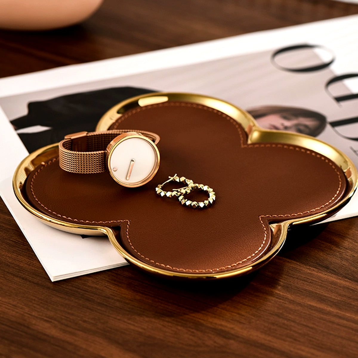 Luxury Ceramic and Faux Leather Tray