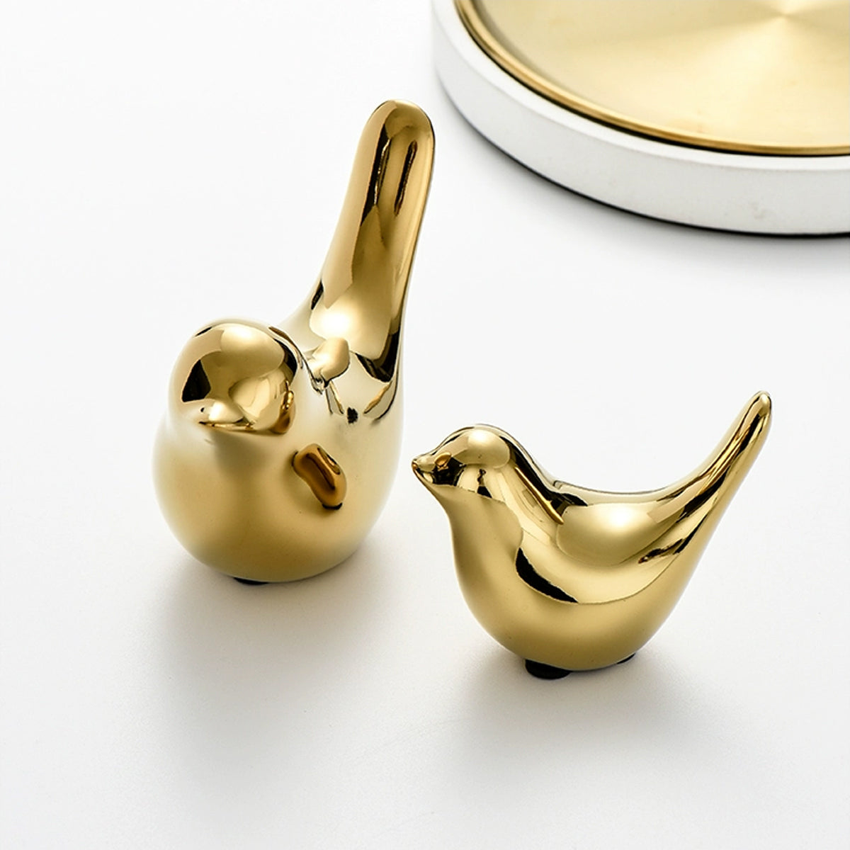 Metallic Ceramic Bird Figurines