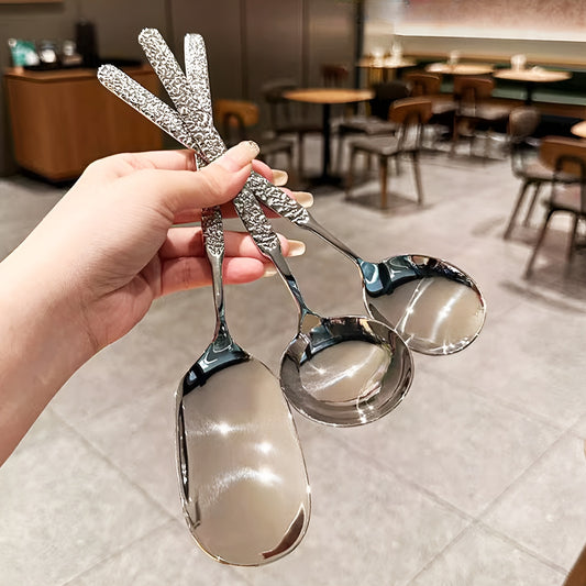 Stainless Steel Textured Handle Spoons