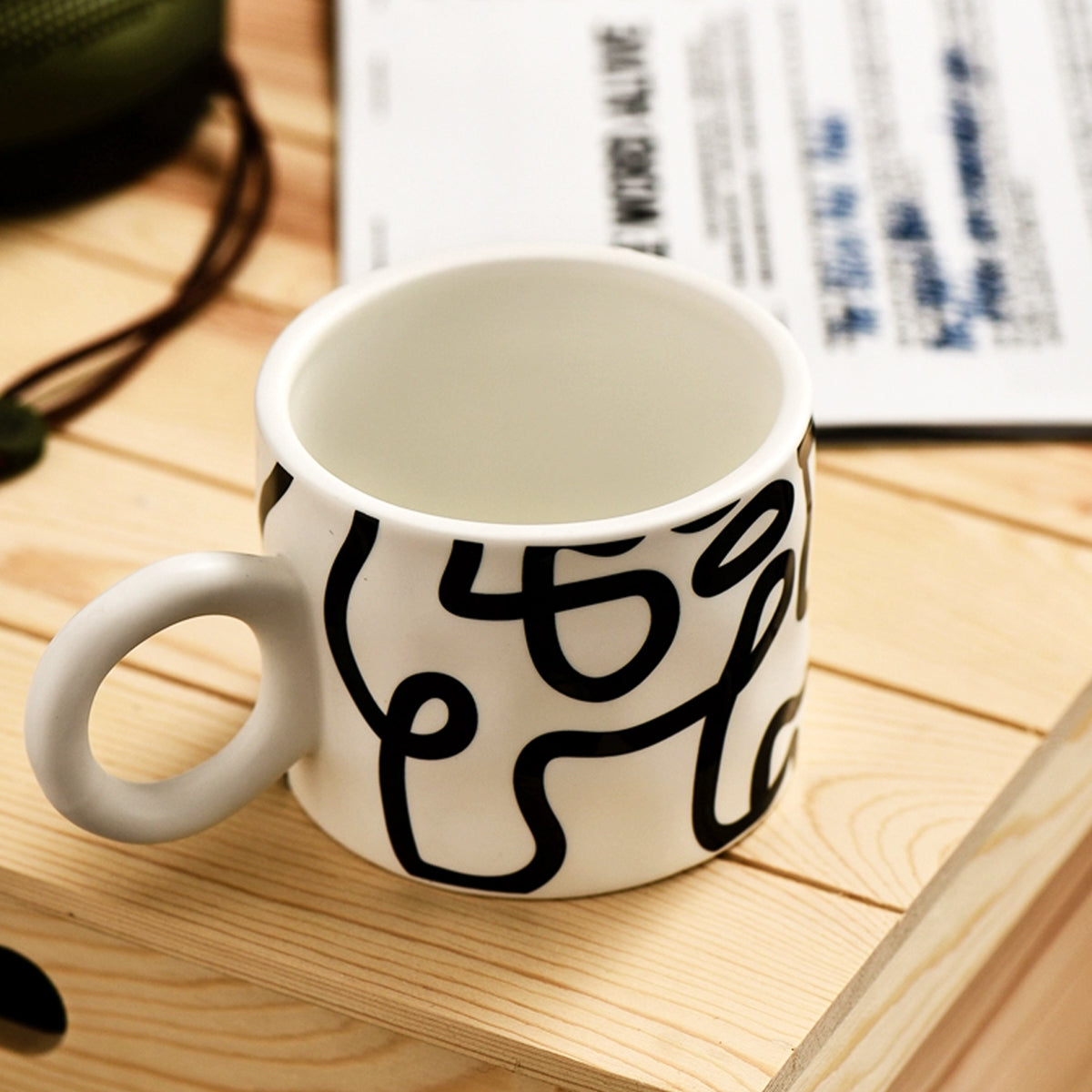 Large-Handle Graffiti Ceramic Mug