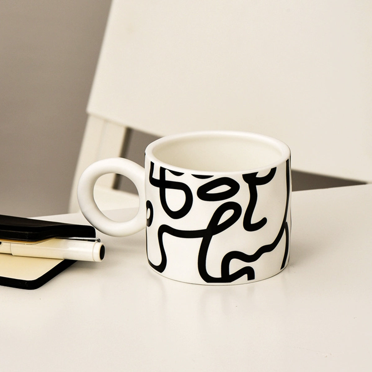 Large-Handle Graffiti Ceramic Mug