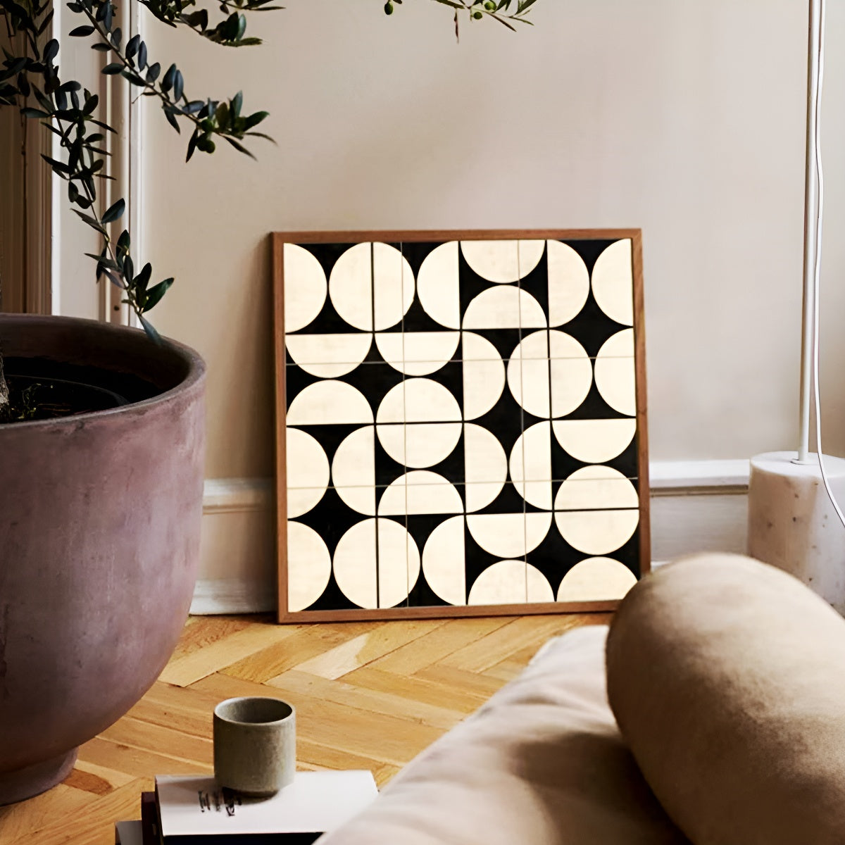 Wabi-sabi Style Geometric Decorative Oil Painting