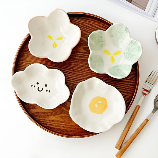 Cute Flower & Cloud Shaped Ceramic Mini Plates