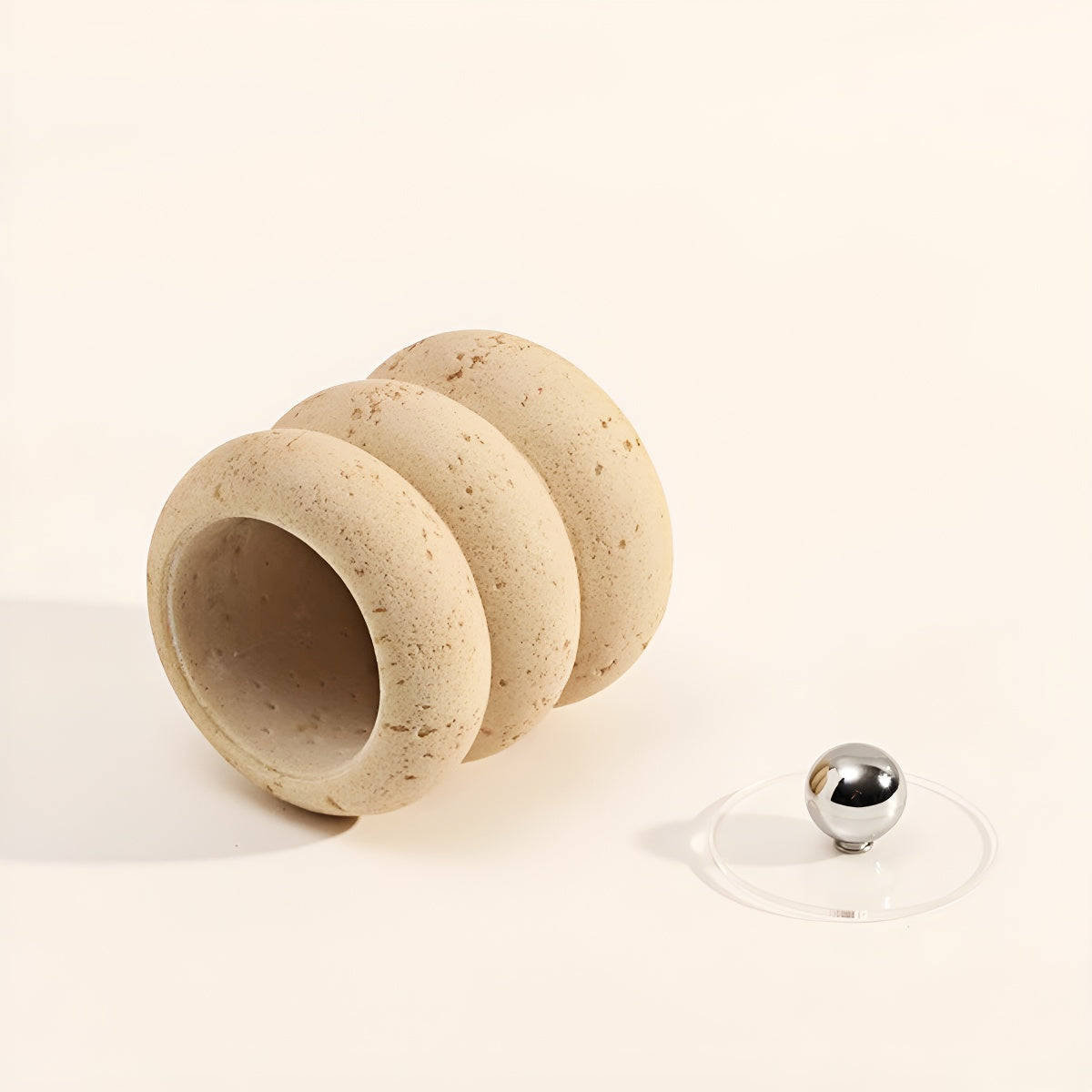 Travertine Swab & Toothpick Holder
