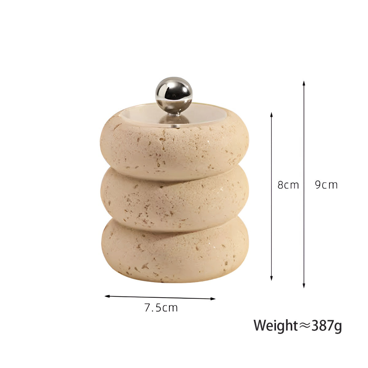 Travertine Swab & Toothpick Holder
