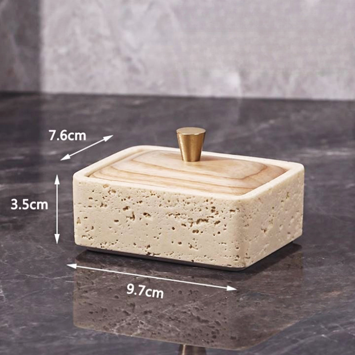 Travertine Single-Layer Organizer with Walnut Lid