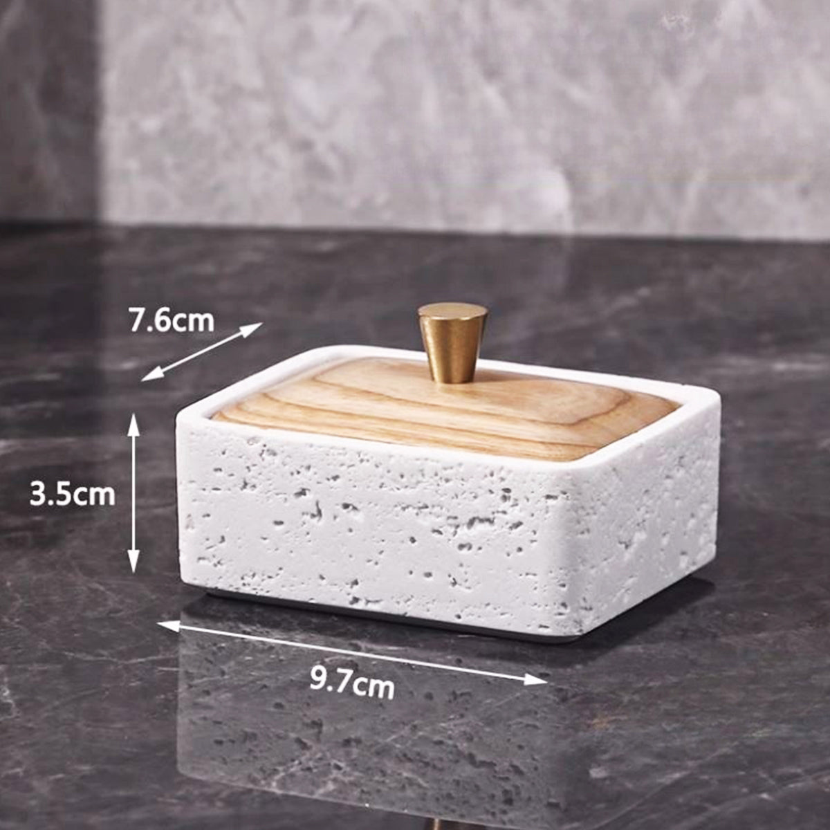 Travertine Single-Layer Organizer with Walnut Lid