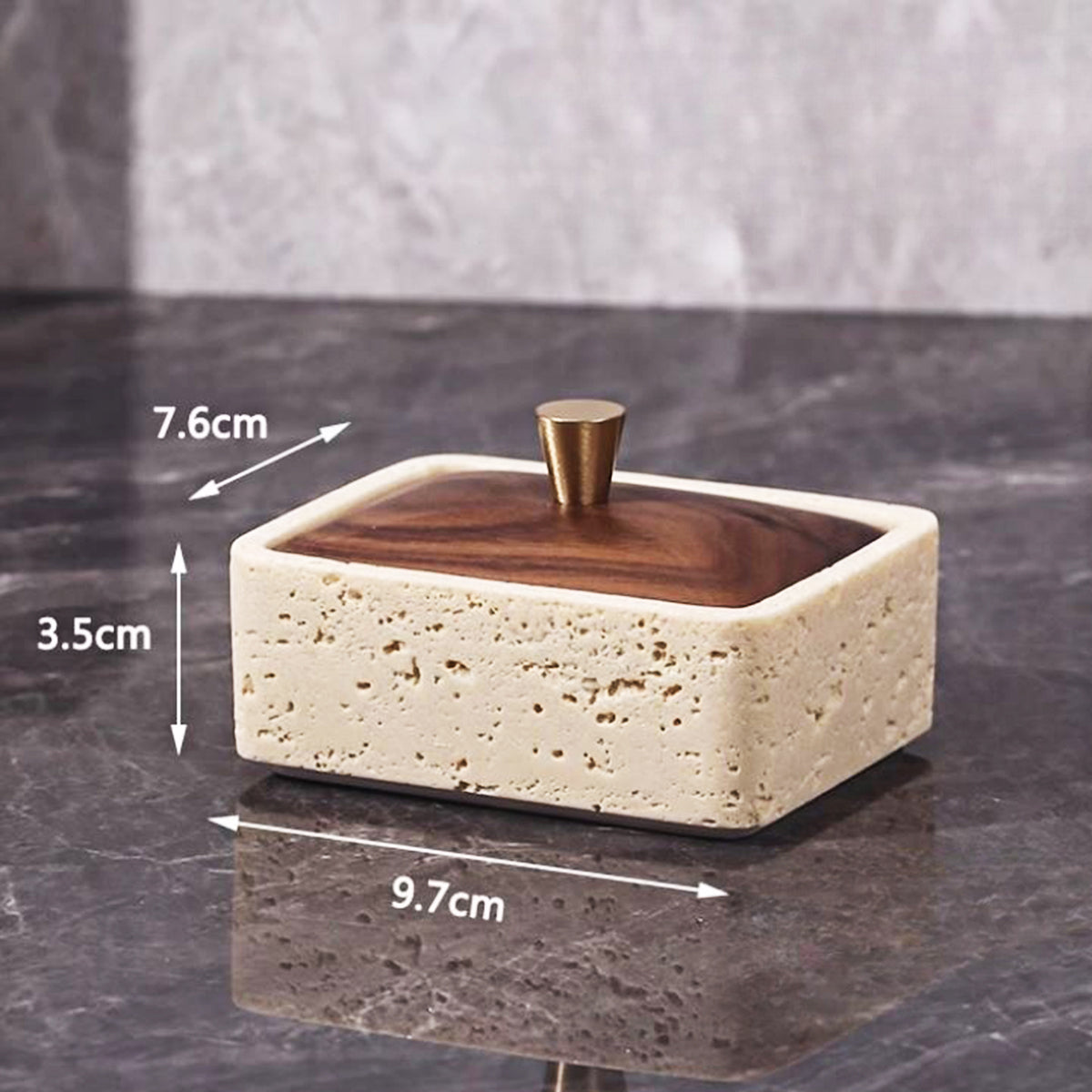 Travertine Single-Layer Organizer with Walnut Lid