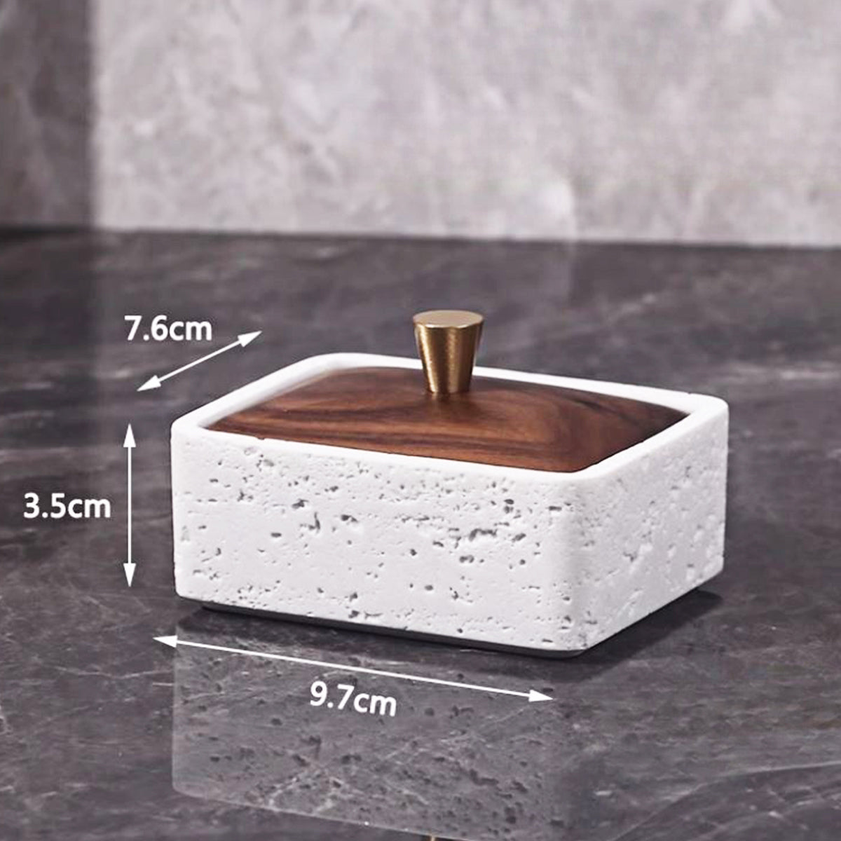 Travertine Single-Layer Organizer with Walnut Lid