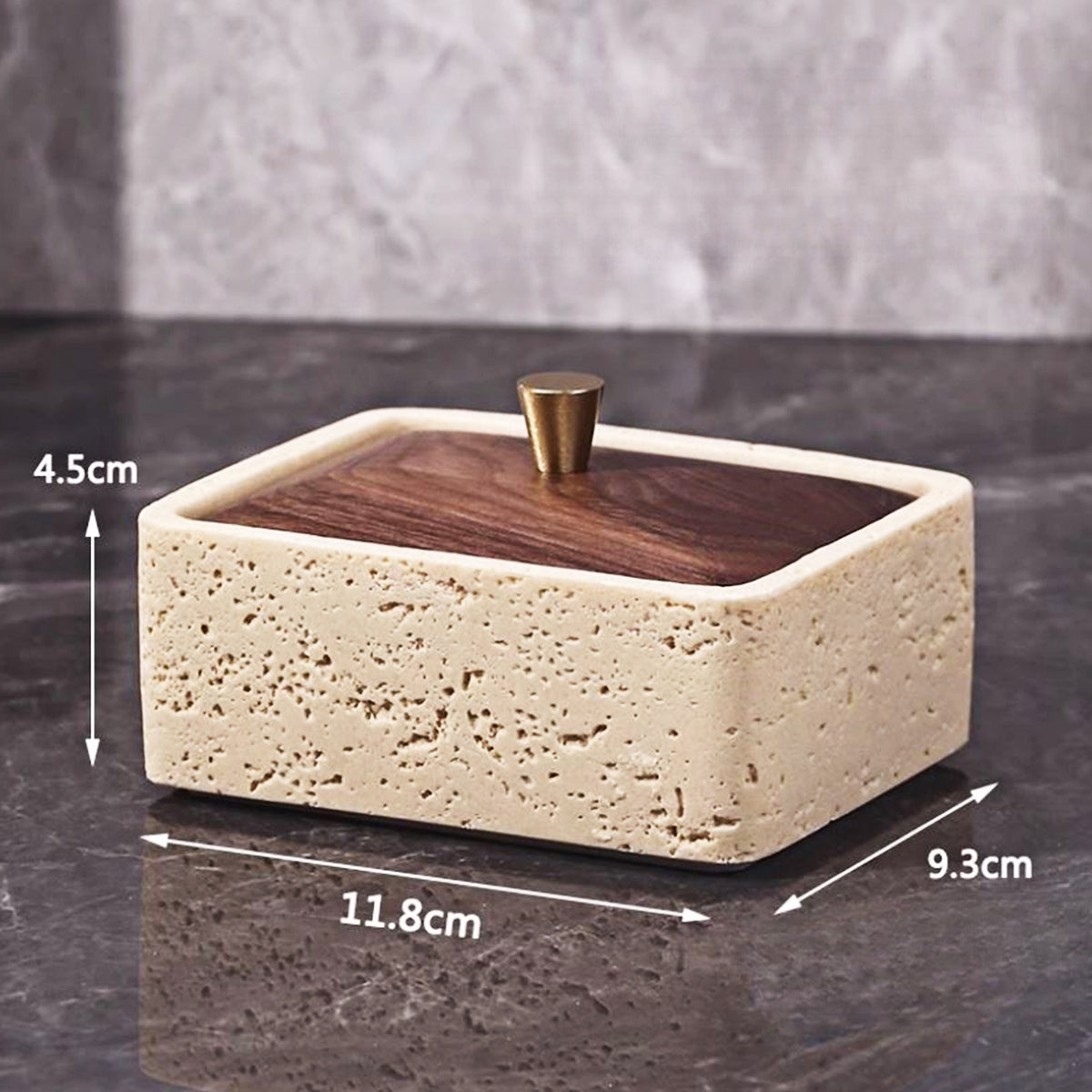 Travertine Single-Layer Organizer with Walnut Lid