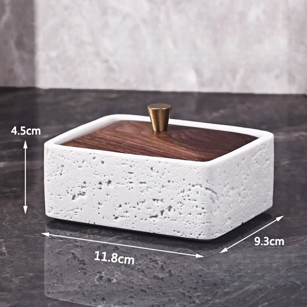Travertine Single-Layer Organizer with Walnut Lid