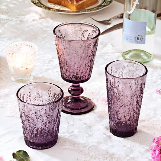 Lavender Violet Vintage Embossed Glass
