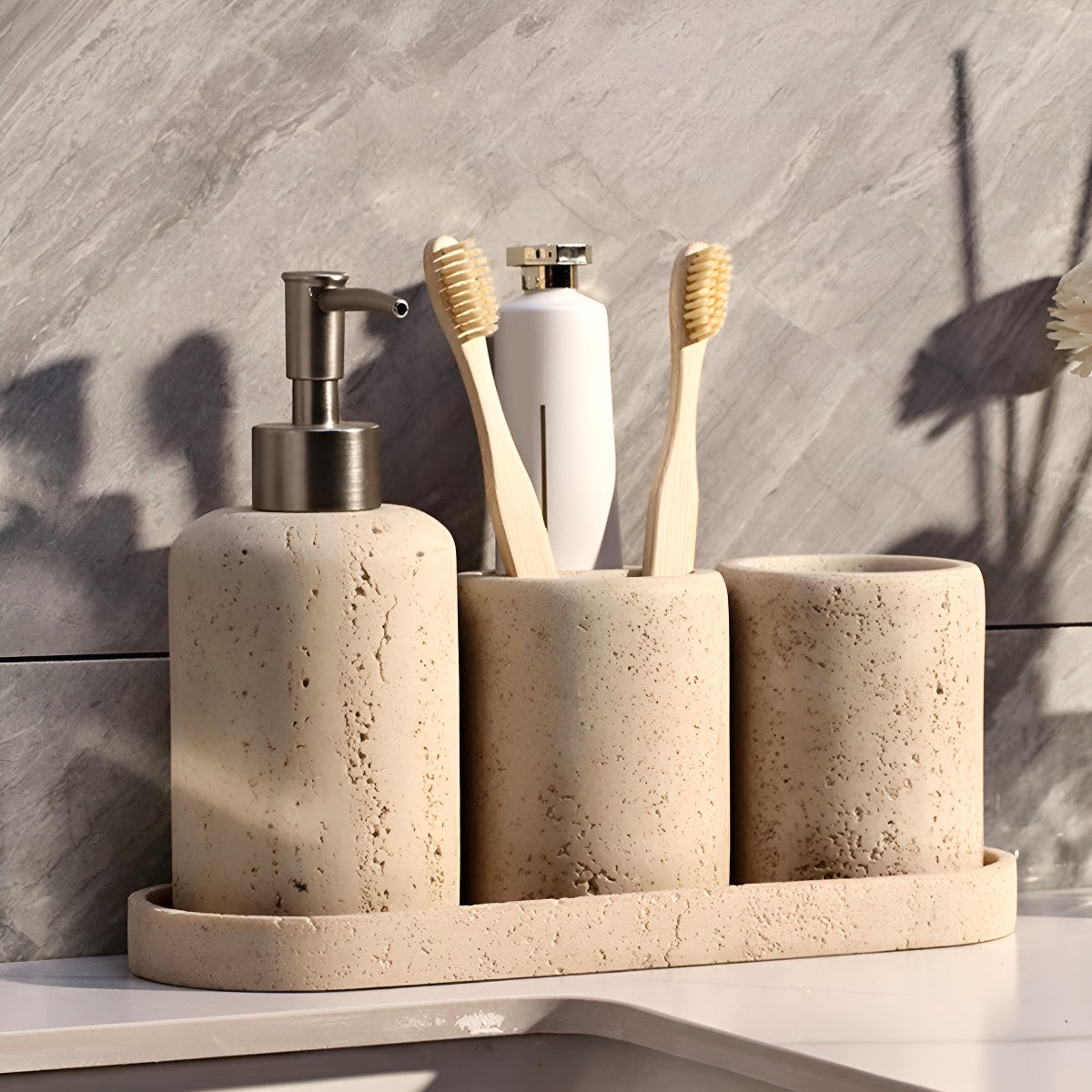Travertine Oval Tray