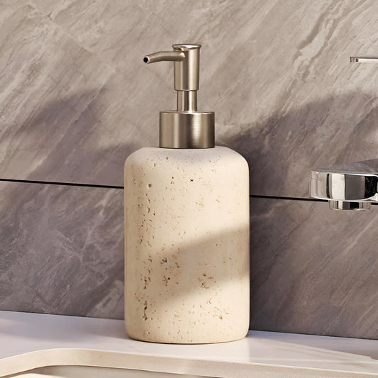 Travertine Shampoo Lotion Dispenser Round Bottle