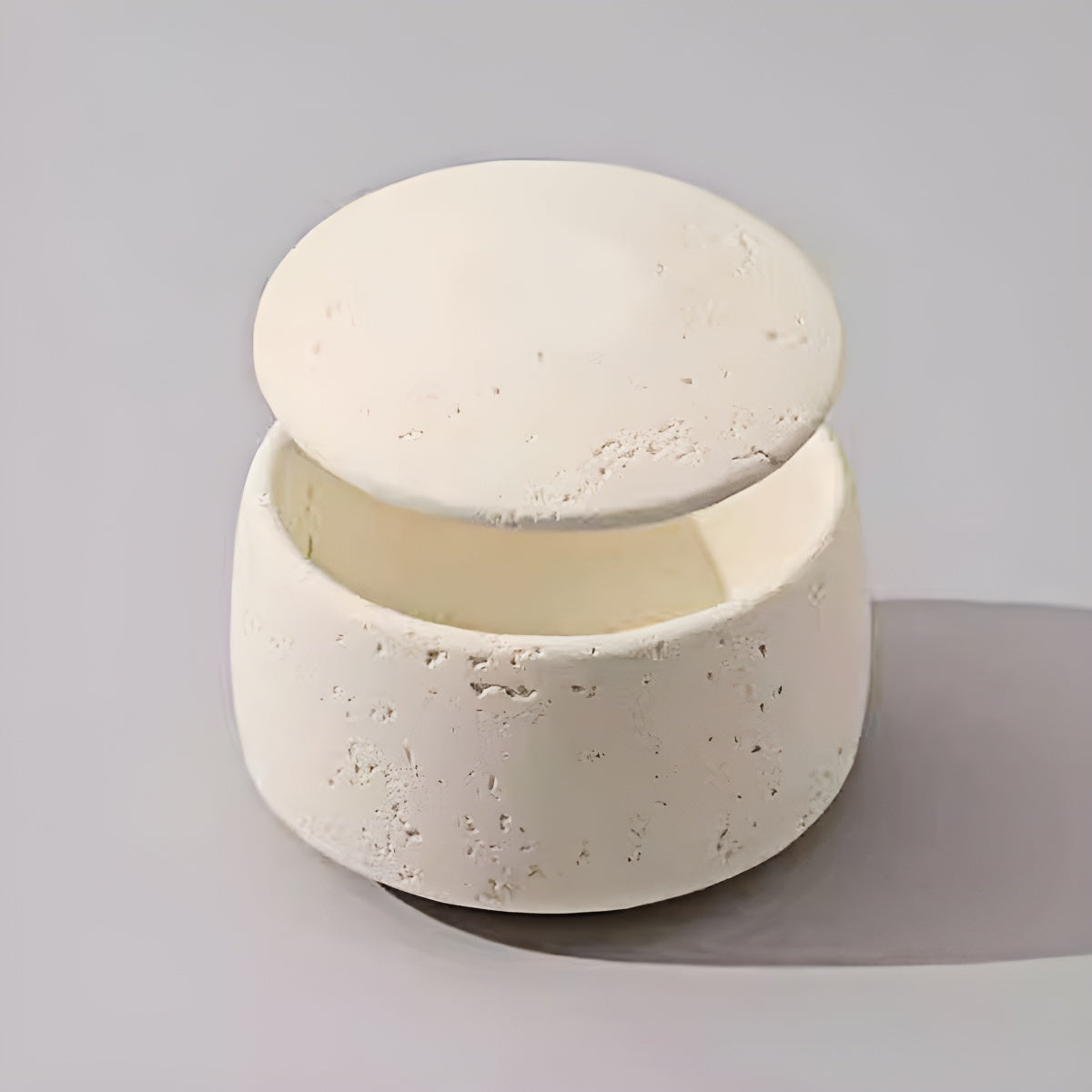 Travertine Round Storage Jar with Lid