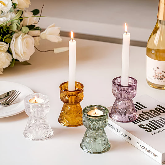 Embossed Glass Candle Holder