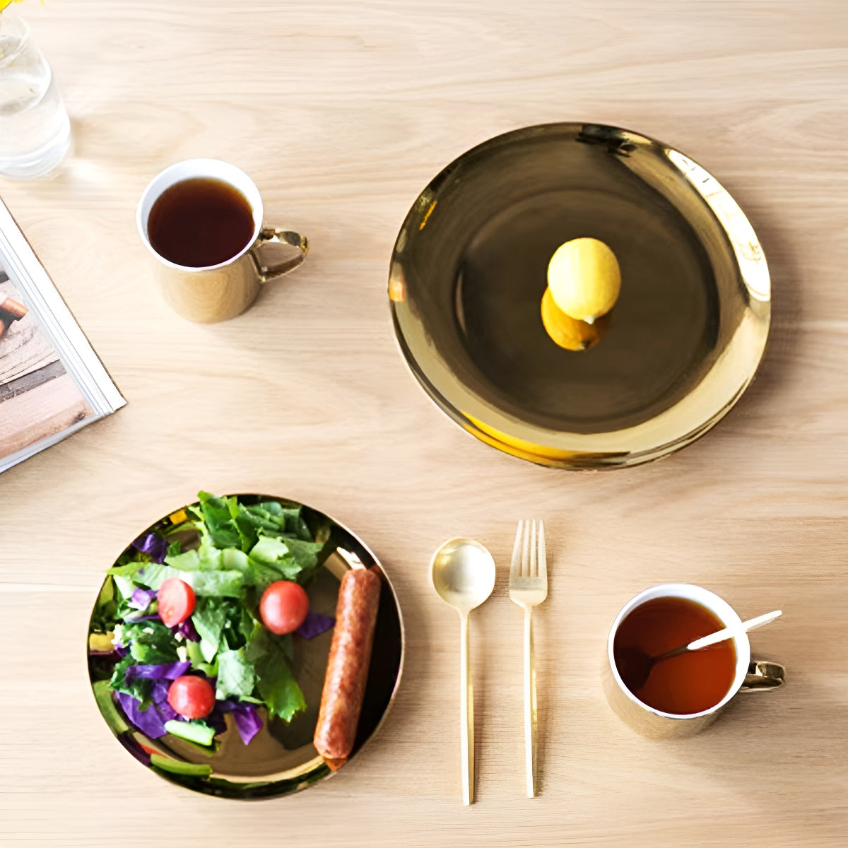 Luxury Shiny Gold Ceramic Mug & Plate Set
