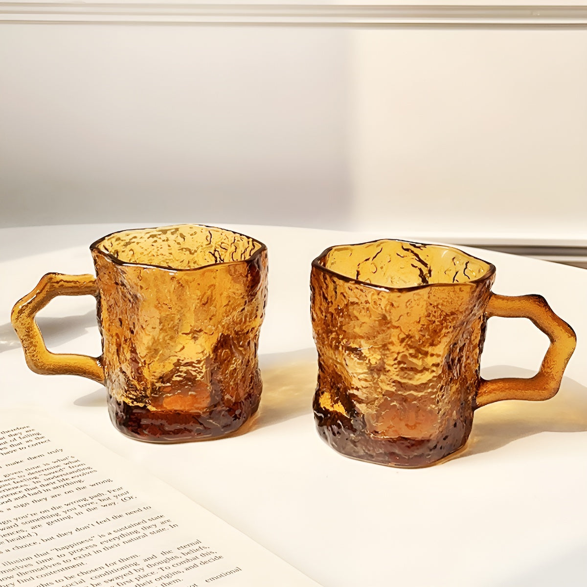 Glacier Texture Glass Mug with Handle