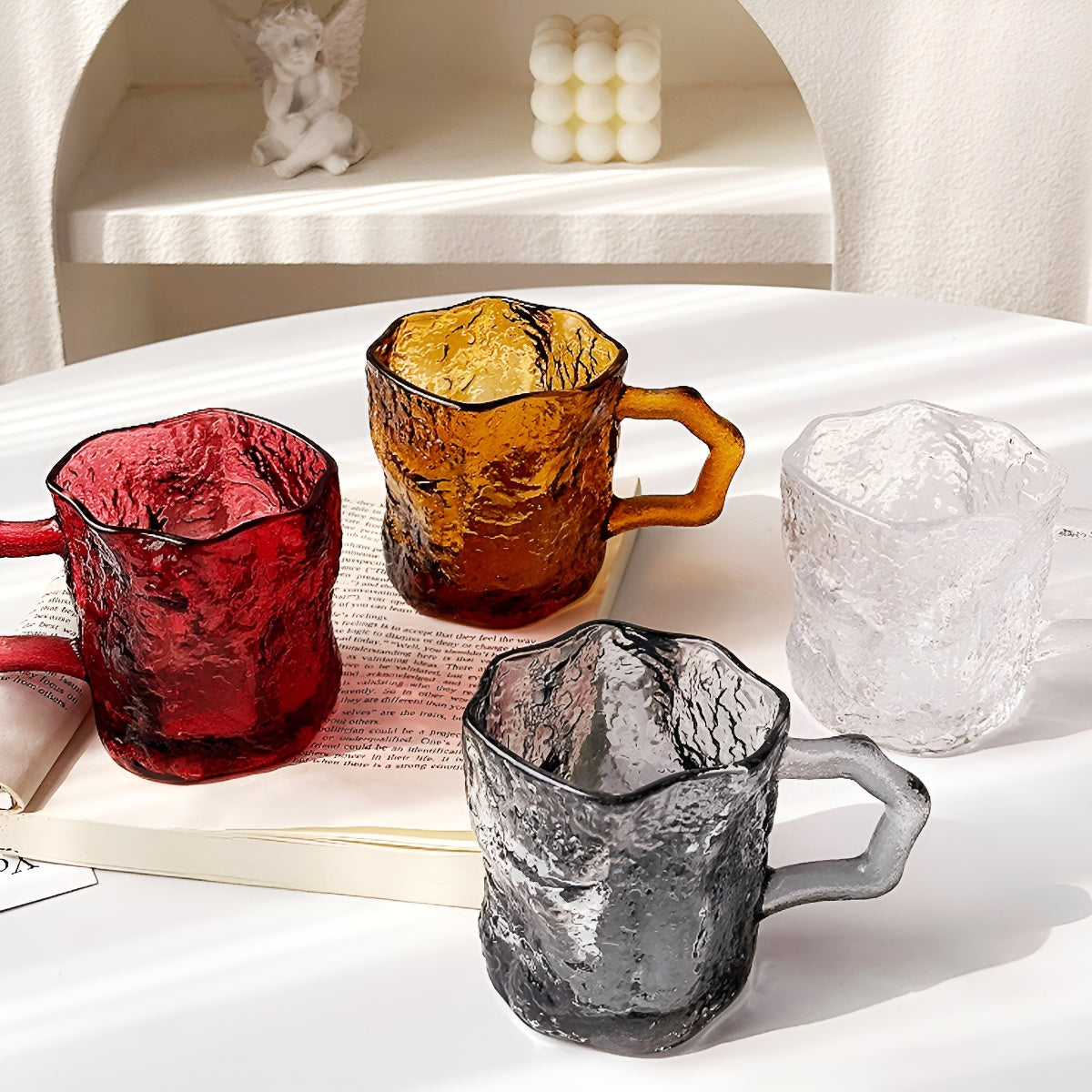 Glacier Texture Glass Mug with Handle