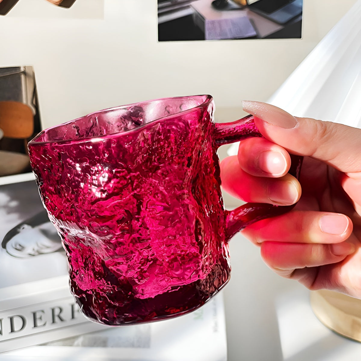 Glacier Texture Glass Mug with Handle