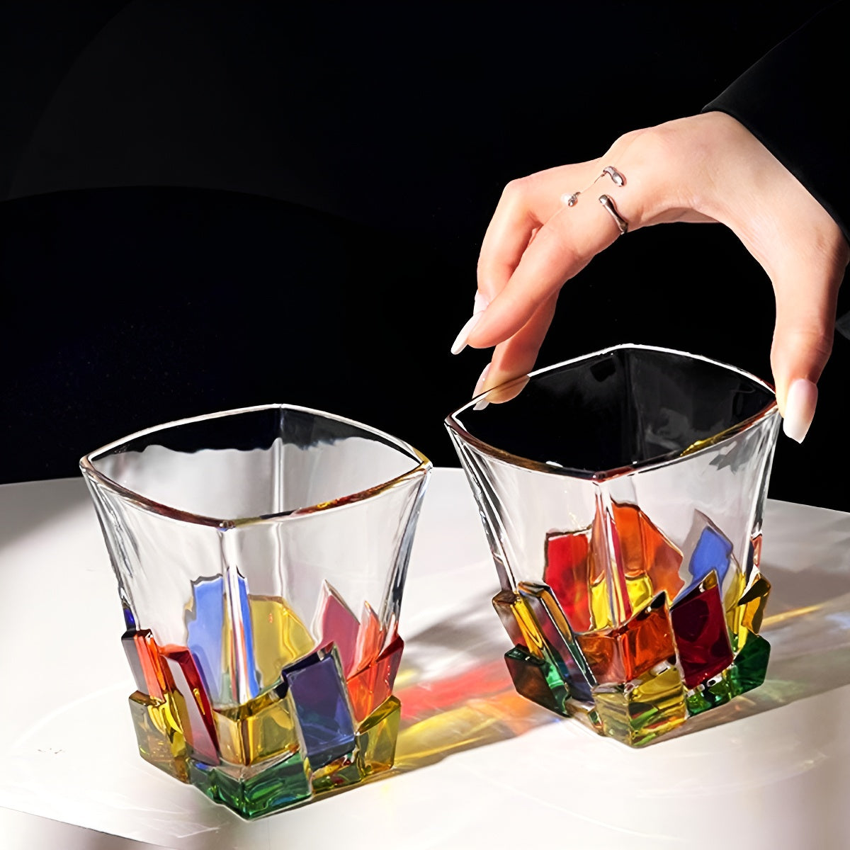 Rainbow Ice Cube Glass Tumbler