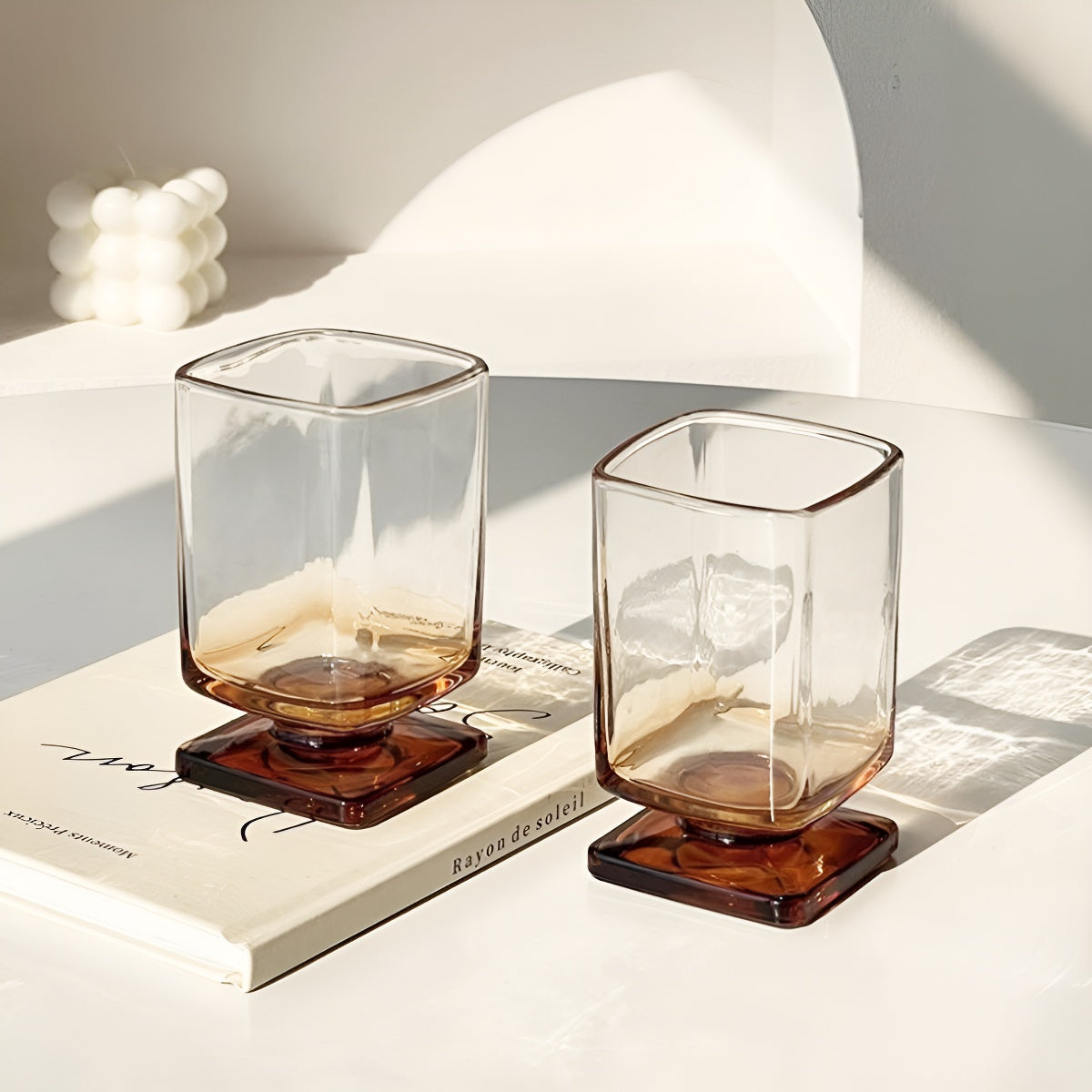 Maillard Brown Foot Square Glass Cup