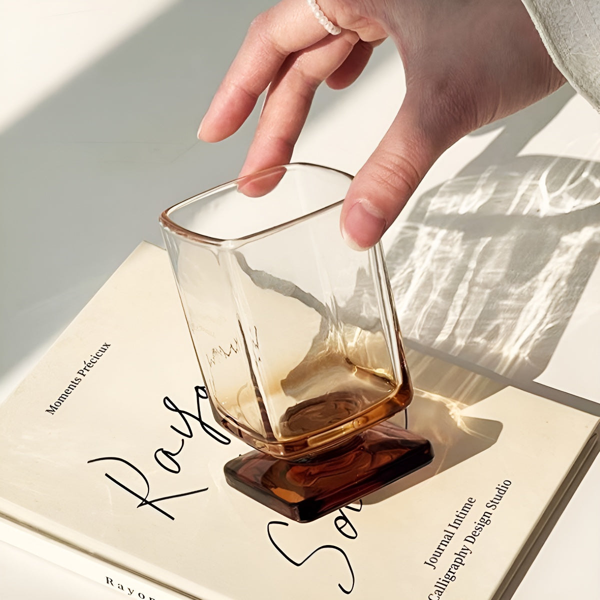 Maillard Brown Foot Square Glass Cup