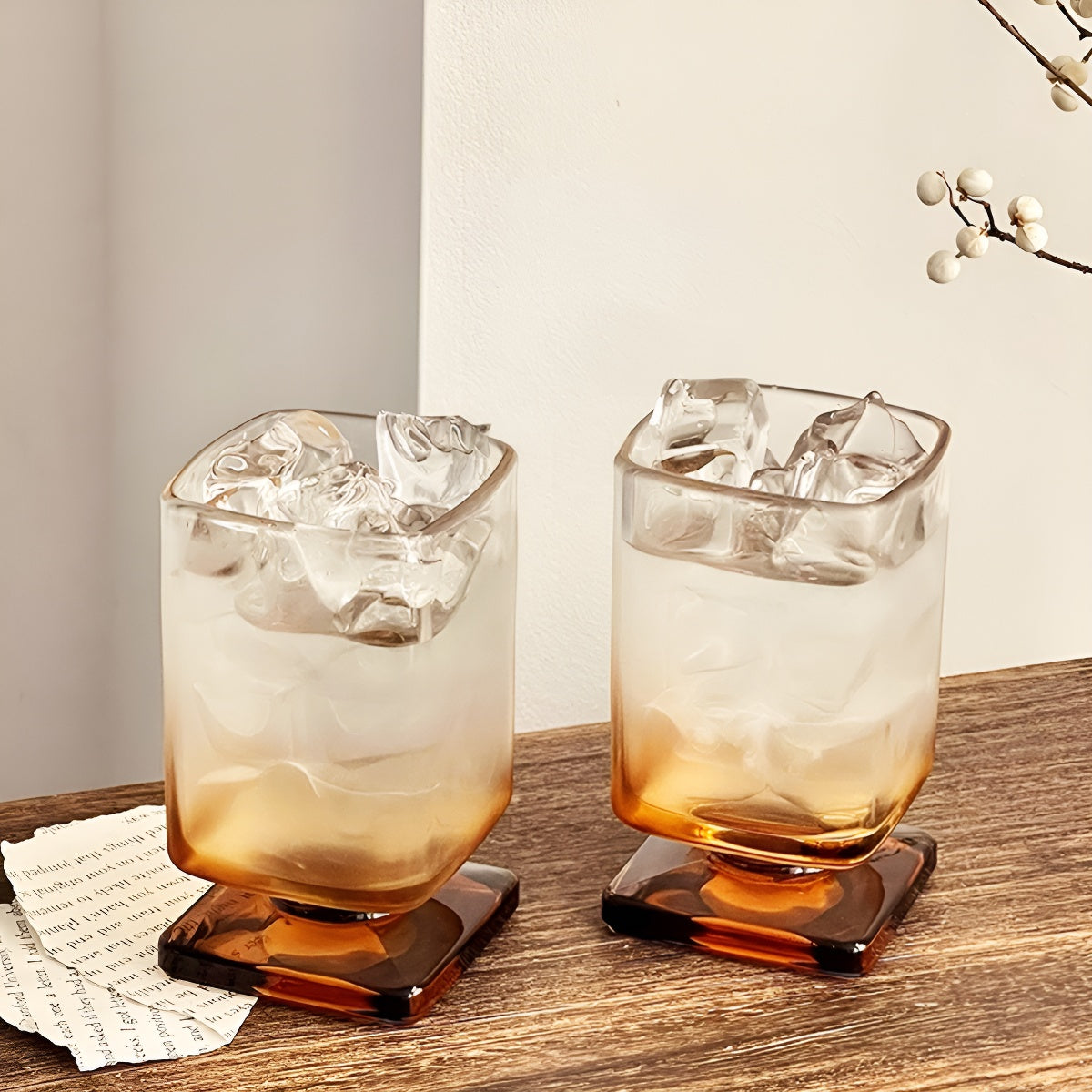 Maillard Brown Foot Square Glass Cup