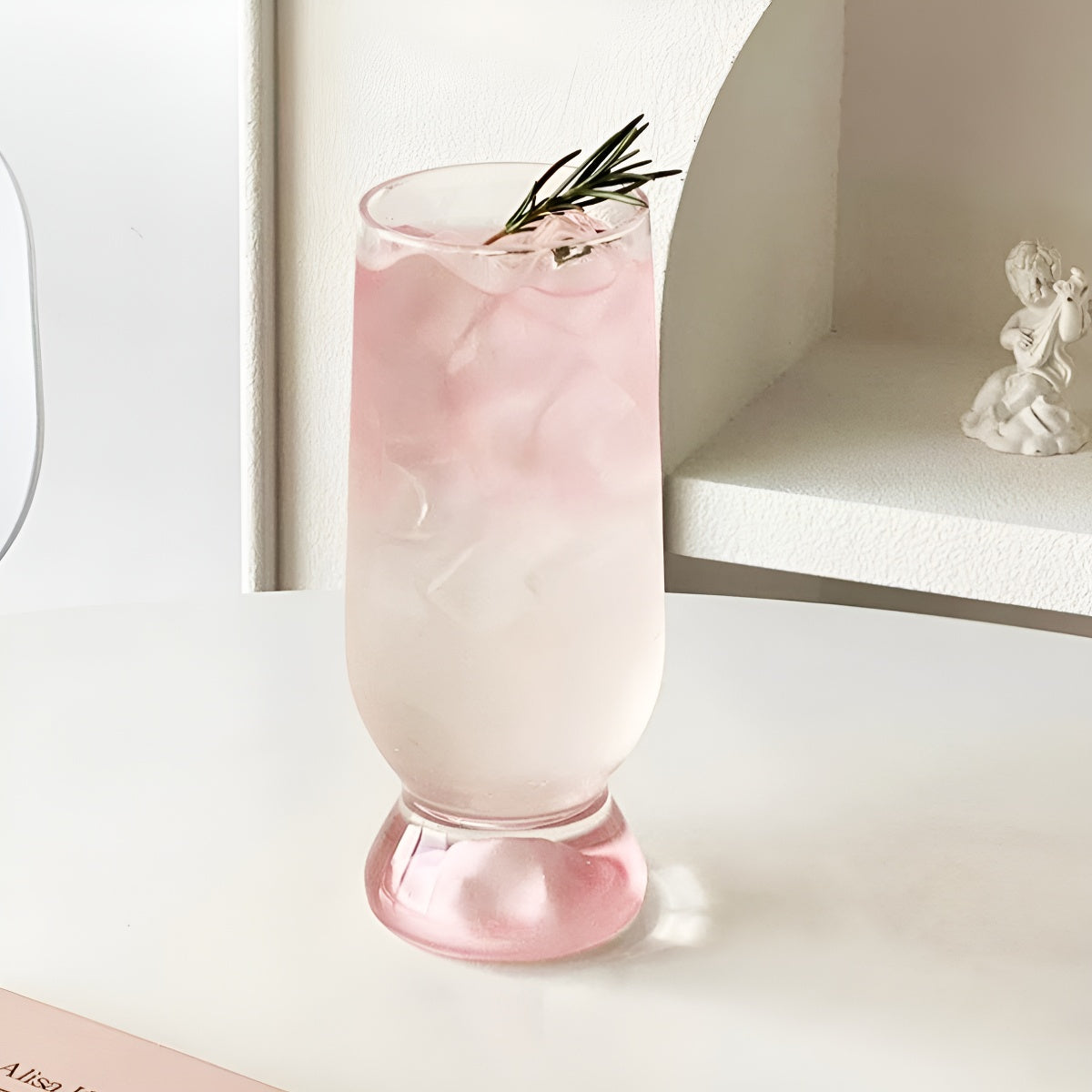 Blush Pink Mountain Style Thick Base Glass Tumbler