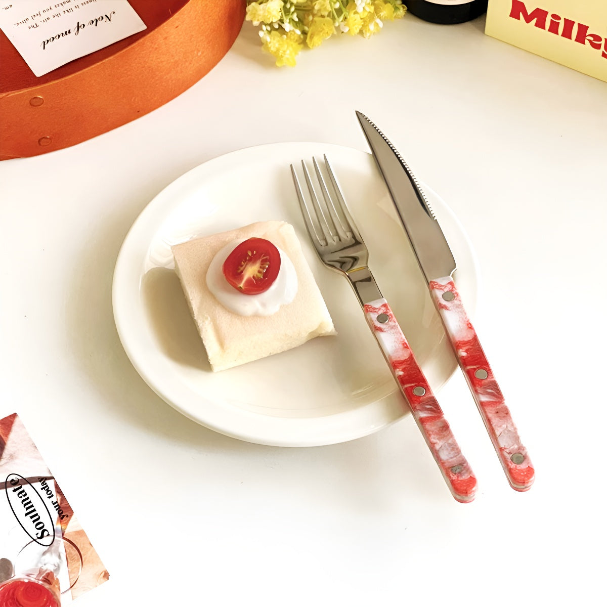 Red Stone Pattern Stainless Steel Cutlery Set