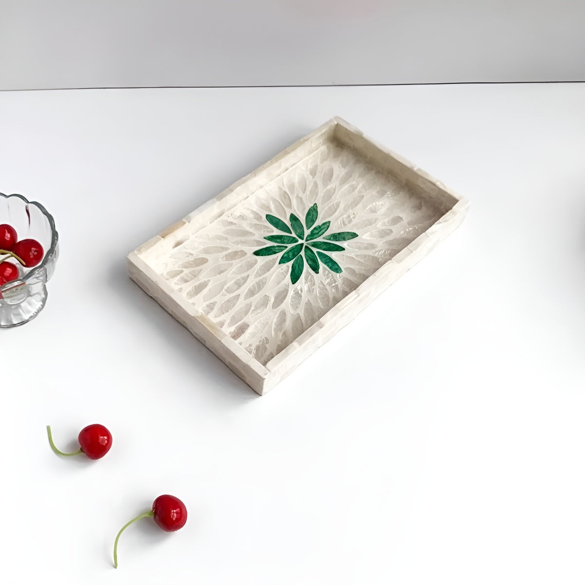 Mother-of-Pearl Inlay Mosaic Rectangular Tray